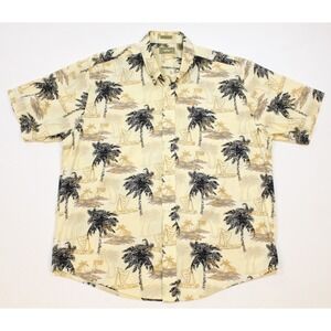 Natural Issue Mens Size L Button Up Hawaiian Short Sleeve Aloha Shirt Palm Trees